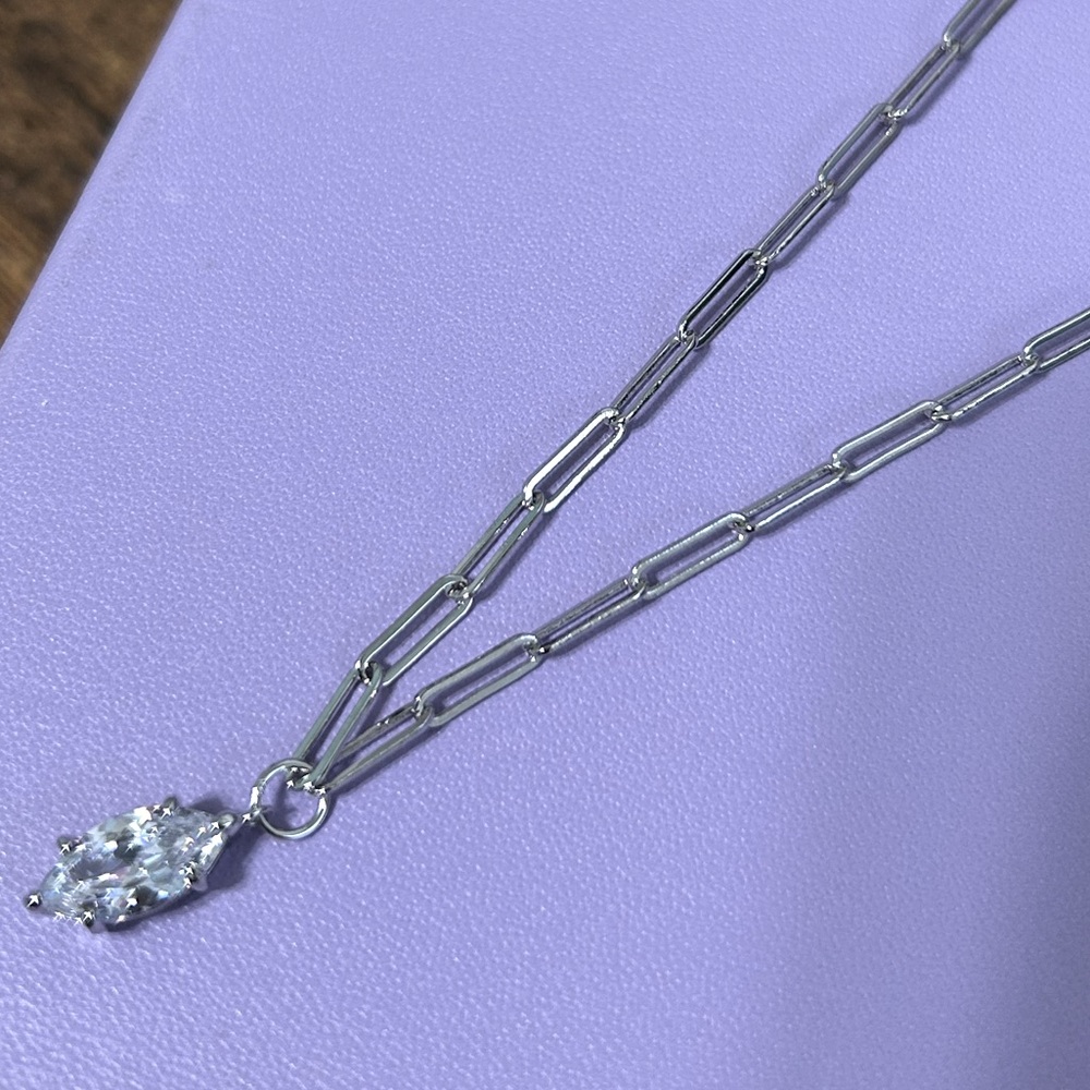 NEW Baby Samantha Marquise Necklace  Silver